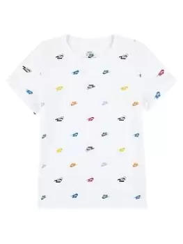 Image of Nike Kids Boys AOP Club Seasonal T-Shirt S/S, White, Size 3-4 Years