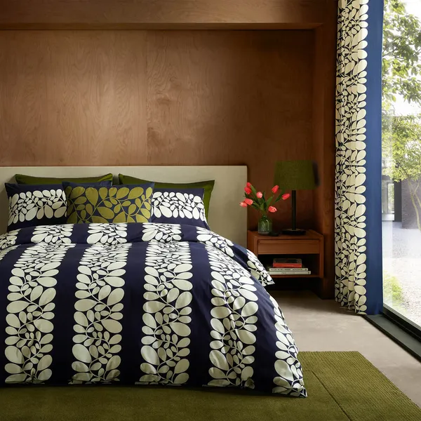 Image of Orla Kiely Sycamore Stripe Duvet Set, Single, Space Blue