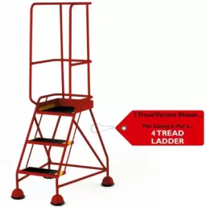 Image of 4 Tread Mobile Warehouse Steps & Guardrail RED 2m Portable Safety Stairs