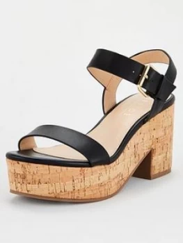 image of OFFICE Mimi Cork Barely There Sandal - Black, Size 3, Women