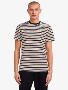 image of Fred Perry Fine Stripe T-Shirt - Snow White, Snow White Size M Men