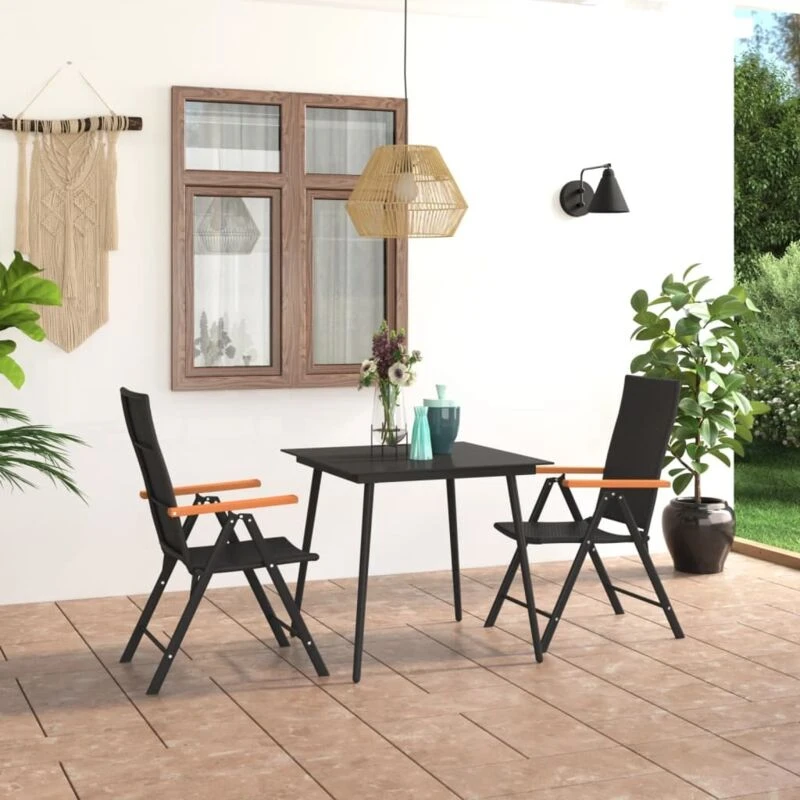 Image of VIDAXL 3 Piece Garden Dining Set Black and Brown Vidaxl 8720286228548