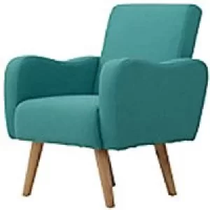 image of HOMCOM Chair Teal Linen Fabric, Wood, Foam 833-632V01GN