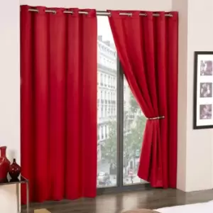 Image of Cali Thermal Woven Blackout Eyelet Curtains, Red, 66 x 90" - Emma Barclay