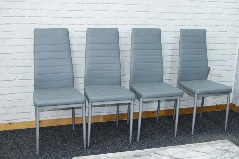 Image of KOSY KOALA Dining Chairs Set of 4 Grey Leather Kitchen Chairs Grey