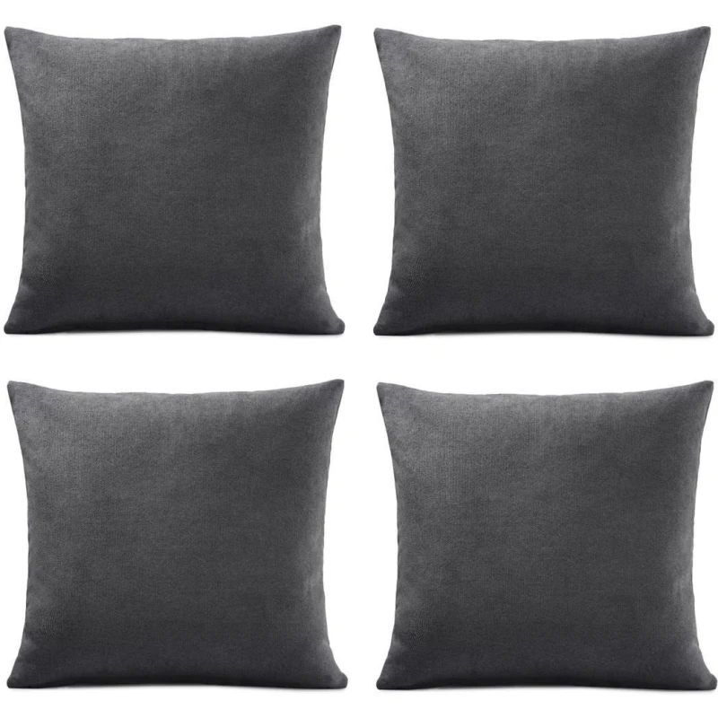 Image of Alan Symonds Set of 4 Plain Chenille Velvet Cushions Slate unisex 45x45cm
