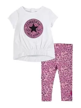 Image of Nike Converse Infant Girls Hoodie & Aop Legging Set, Pink, Size 12 Months, Women