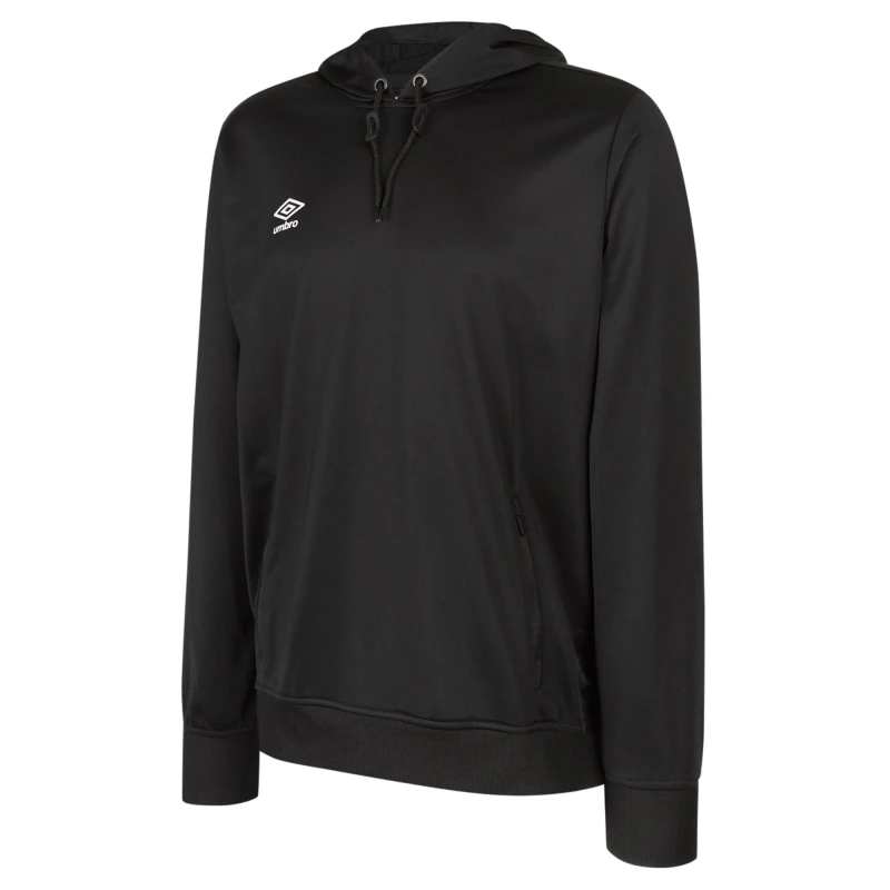 Image of Umbro Club Essential Polyester Drawstring Hoodie in Black Size: 11-12 Years Black Unisex 11-12 Years