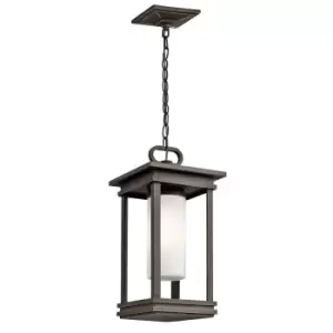 Image of Outdoor IP44 1 Bulb Chain Lantern Light Rubbed Bronze LED E14 60W
