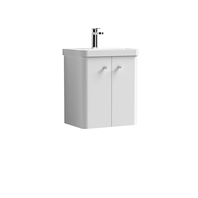 Image of Balterley Wall Hung 2 Door Vanity Unit with Ceramic Sink Gloss White 500mm White