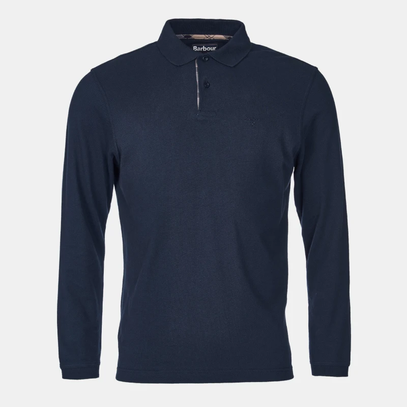 Image of Barbour Essential Longsleeved Polo Shirt Navy XXL