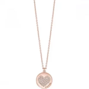 Image of Ladies Guess Rose Gold Plated Heart Devotion Necklace