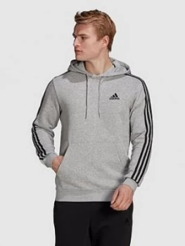 Image of adidas 3-stripe Fleece Hoody, Medium Grey Heather, Size 2XL, Men