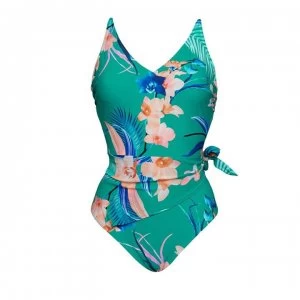 Figleaves Wrap Tie Waist Swimsuit - JADE GREEN