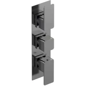 image of Nuie Windon Brushed Gunmetal Triple Concealed Thermostatic Shower Valve - WIN7TR02 - Brushed Gun Metal