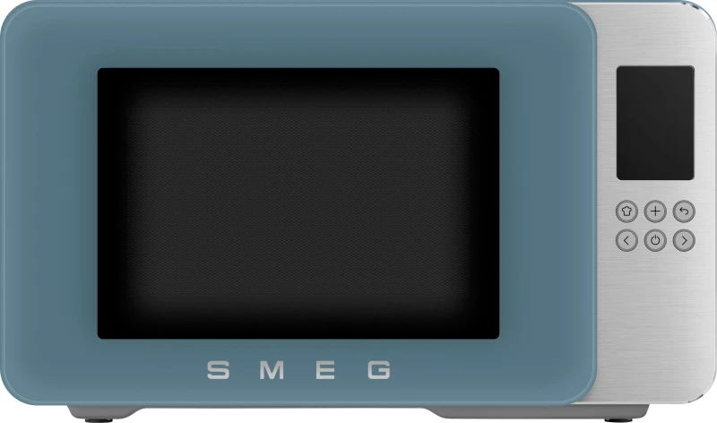 Image of Smeg Collezione MOC01SBMUK 26 Litre 30cm High, Freestanding Small Microwave With Grill - Storm Blue