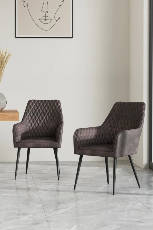 Image of More4Homes Ella Technology Fabric Dining Chair Set Of 2 Brown
