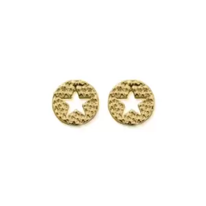 Image of ChloBo Sterling Silver Gold Plated Sparkle Star In Circle Earrings