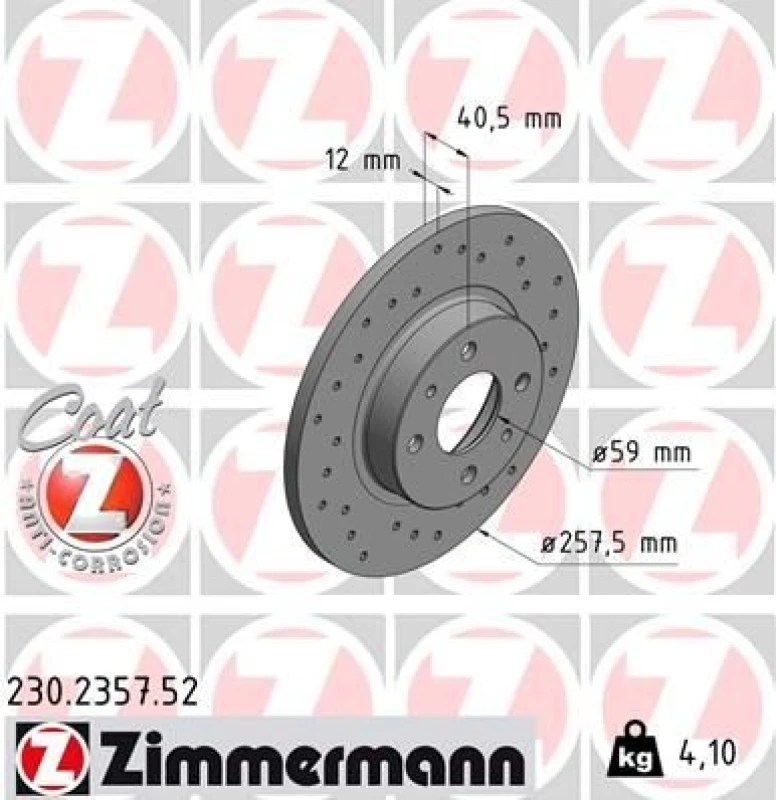 Image of ZIMMERMANN Brake disc ZIMMERMANN 230.2357.52