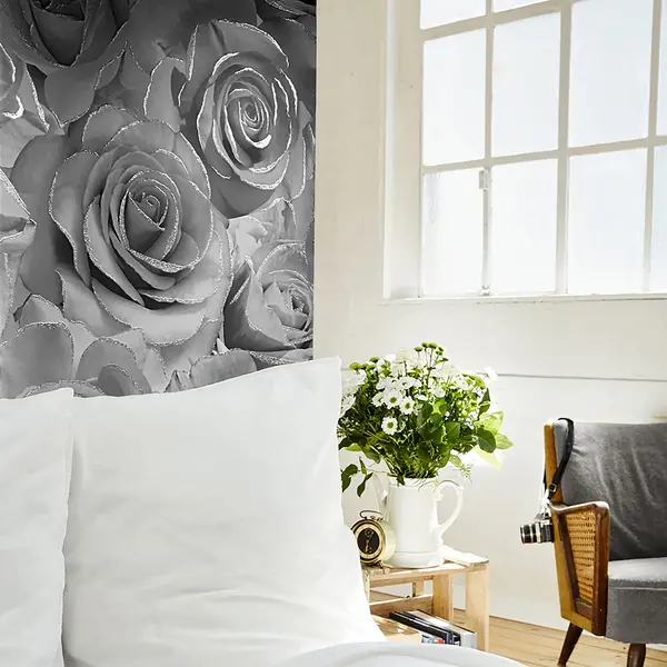 Image of Madison Glitter Silver Wallpaper