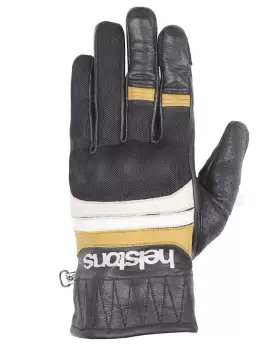 Image of Helstons Bull Air Ete Leather Mesh Black Beige White Yellow Gloves T10