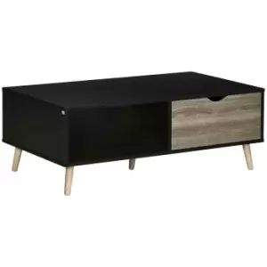 image of HOMCOM Modern Coffee Tables For Living Room With Shelves And Two Drawers Black