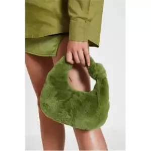 image of I Saw It First Faux Fur Knot Detail Shoulder Bag - Green