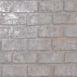Image of Holden Glistening Brick Slate and Rose Gold Wallpaper