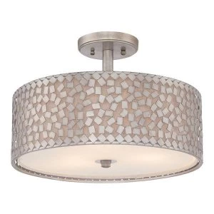 Image of 3 Light Semi Flush Ceiling Light Old Silver, E27
