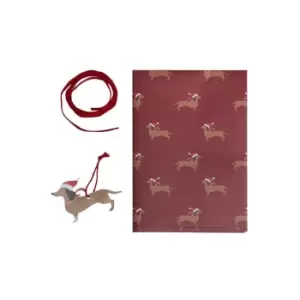 image of Festive Sausage Dog Gift Wrap Kit