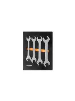 Image of Beta Tools M38 4pc Double Open End Spanner Set 21-32mm Soft Tray for Roller Cab