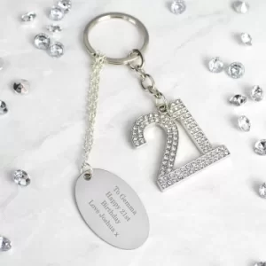 image of Personalised 21st Diamante Keyring