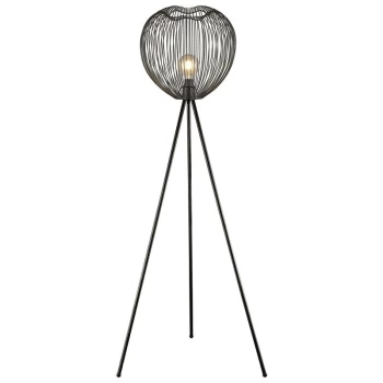 Image of 1 Light Floor Lamp Matt Black, E27 - Spring Lighting