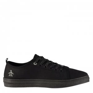Image of Original Penguin Faze Canvas Low Trainers - Black Mono