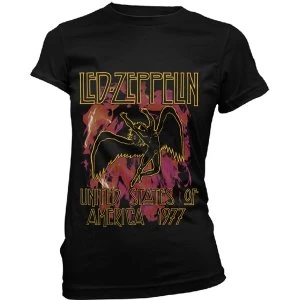 Image of Led Zeppelin - Black Flames Ladies Large T-Shirt - Black