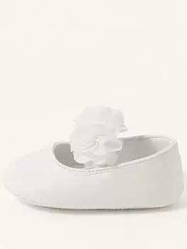 image of Monsoon Baby Girls Shimmer Corsage Bootie - Ivory, Ivory, Size 3-6 Months