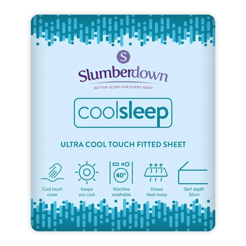 Image of Slumberdown Slumberdown Ultracool Nylon Fitted Sheet - Blue Double Unisex