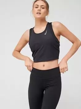 Image of Nike Fast Crop Tank Top - Black, Size XL, Women