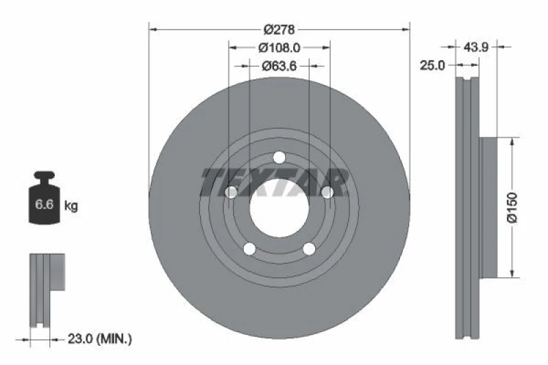 Image of Brake disc TEXTAR 92327503