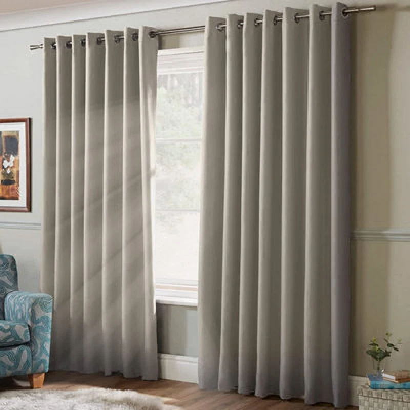 Image of Alan Symonds 100% Blackout Ring Top Curtains 41" X 54" Grey