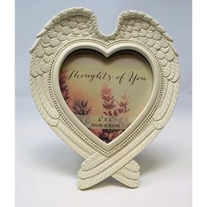 image of 4" x 4" - Thoughts Of You Heart Shaped Wings Photo Frame