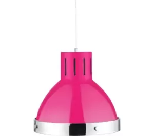 image of INTERIORS by Premier Bell Shaped Pendant Ceiling Light - Pink & Chrome