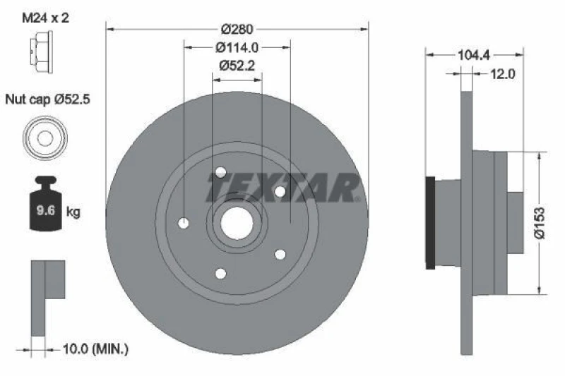 Image of Brake disc TEXTAR 92268903