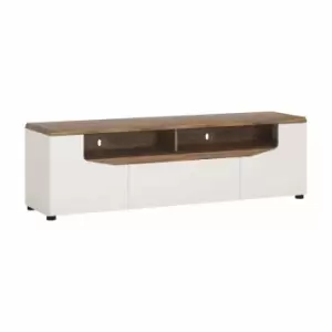 Image of Toledo 2 Door 1 Drawer Wide TV Unit In White And Oak Effect