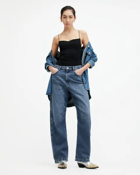 image of AllSaints Mia Carpenter Wide Leg Denim Jeans