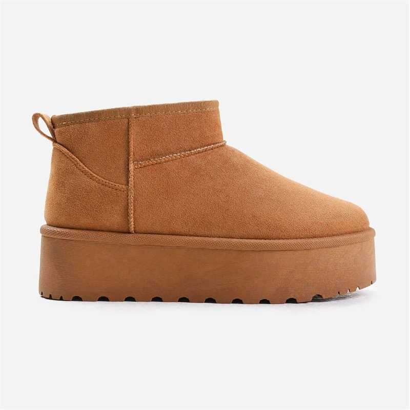 Image of Wheres That From Zyla Chestnut Faux-Suede Fur Lining Slipper Boots Chestnutsuede female 3