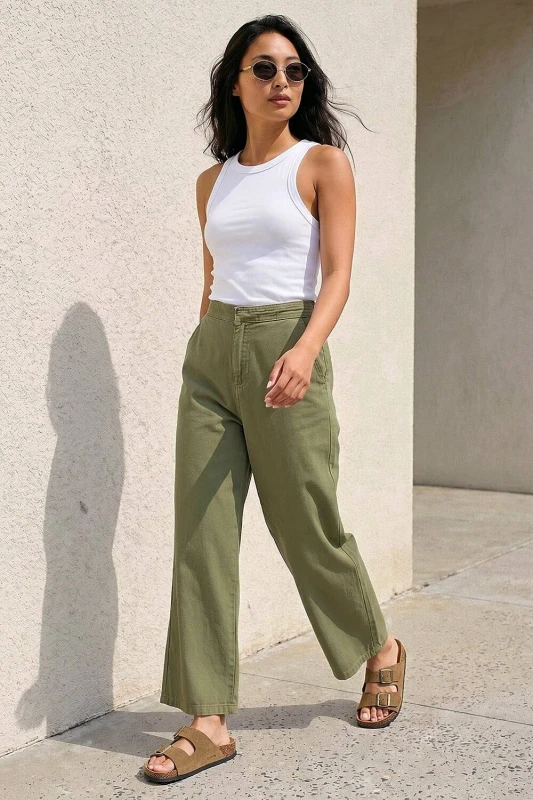 Image of Roman Womens Petite Stitch Detail Trouser in Khaki Size: 16 Khaki Female 16
