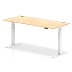 Image of Trexus Sit Stand Desk With Cable Ports White Legs 1800x800mm Maple Ref