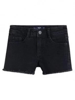 Mango Girls Frayed Hem Denim Shorts - Charcoal