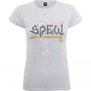 Image of Harry Potter Society For The Promotion Of Elfish Welfare Womens Grey T-Shirt - S - Grey